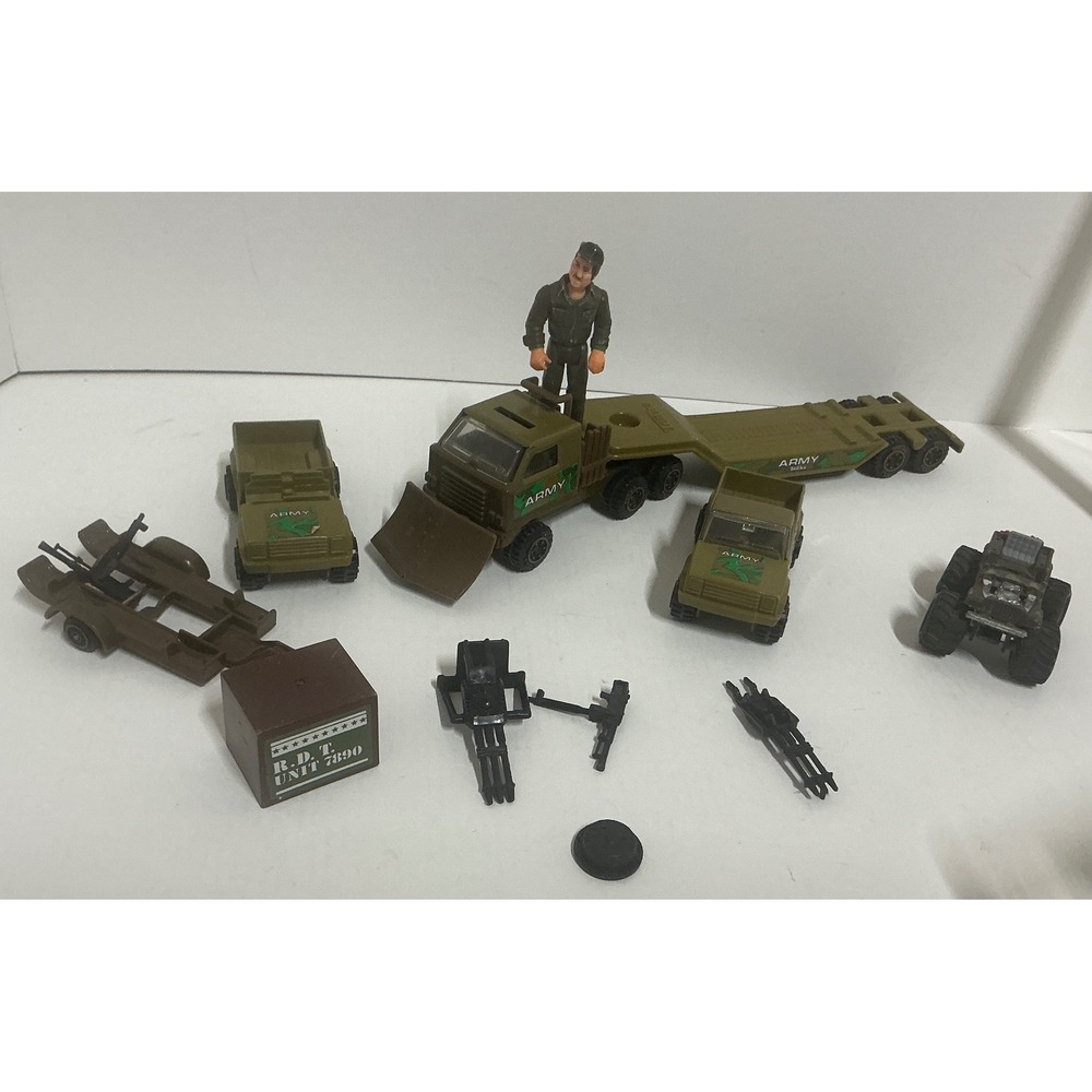 Tonka Vintage Military Toy Set Army Transport Truck Scout Vehicles Figure Lot